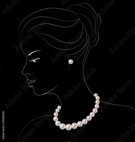 Woman with pearl jewelry 