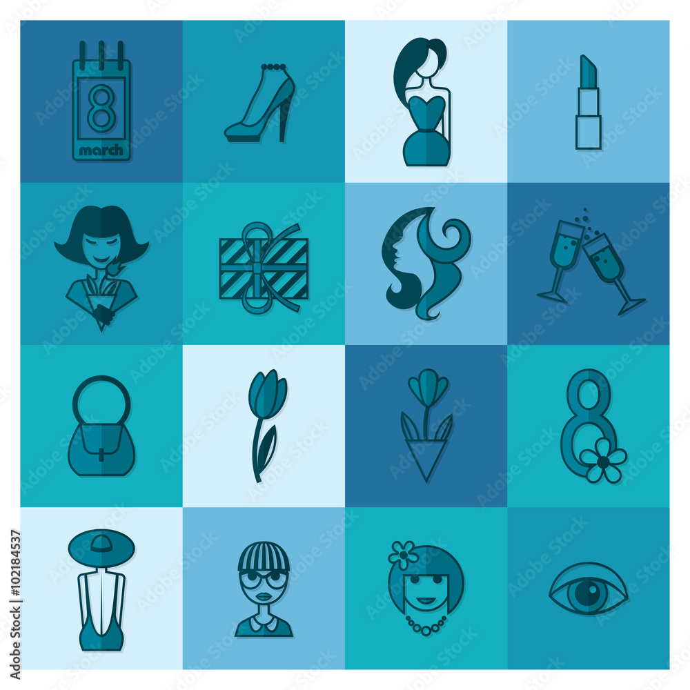 Womans Day Icon Set Womans Day Icon Set