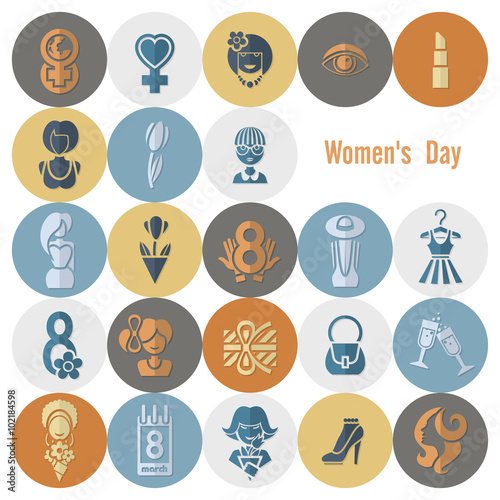 Womans Day Icon Set