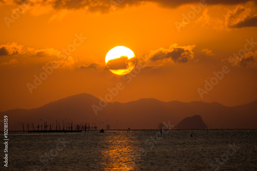 Sunset sky at Songkhla Lake  Thailand.