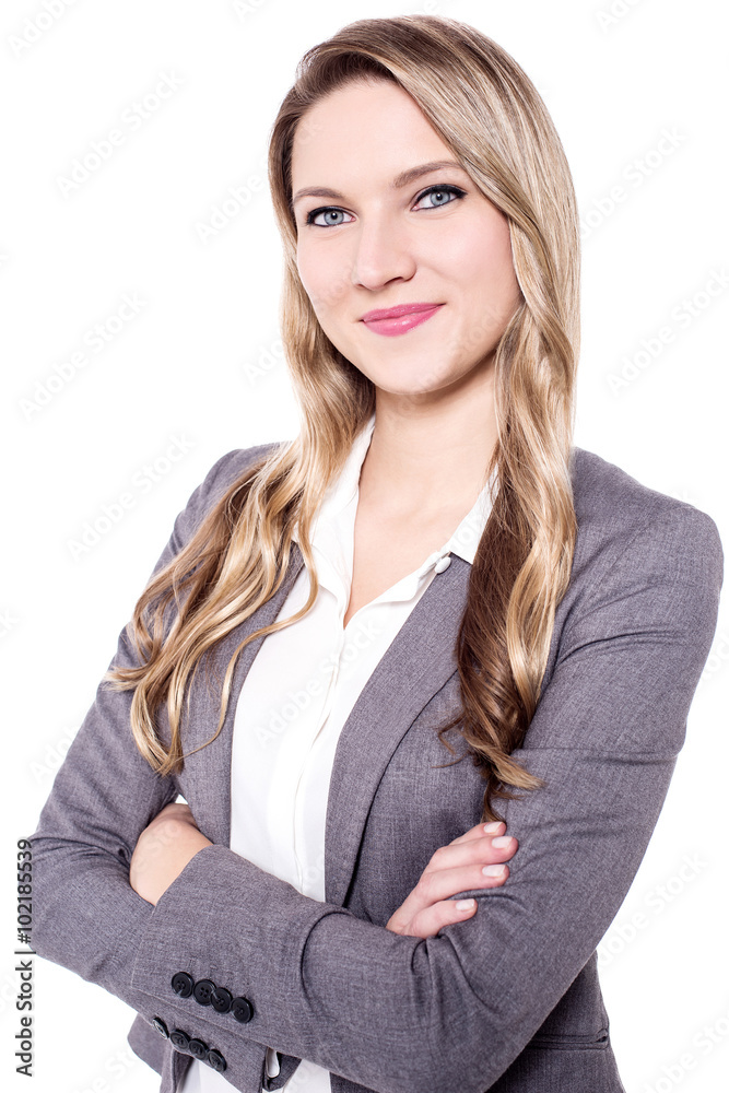 Pretty woman posing with folded arms Pretty woman posing with folded arms