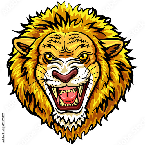 Fototapeta Naklejka Na Ścianę i Meble -  Cartoon head angry lion mascot 