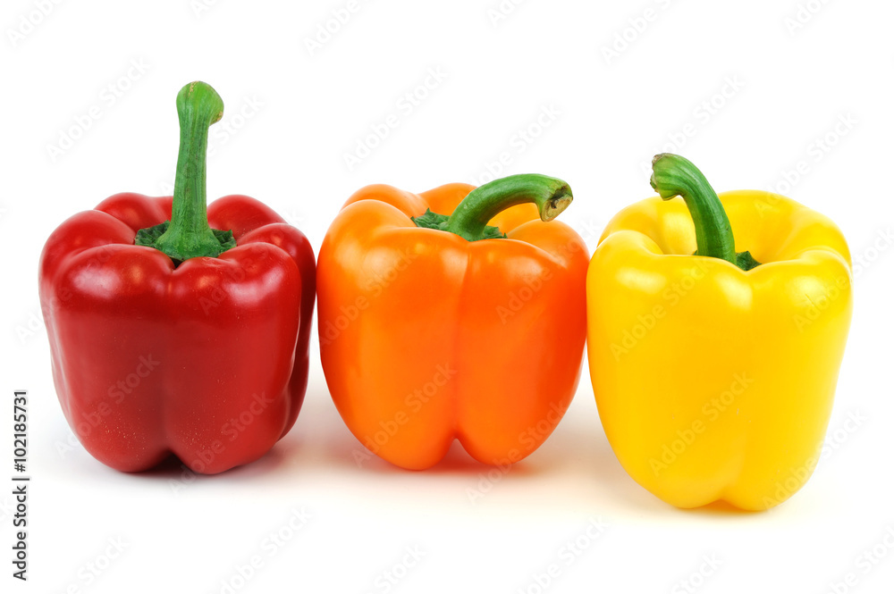 colorful peppers isolated on white background colorful peppers isolated on white background