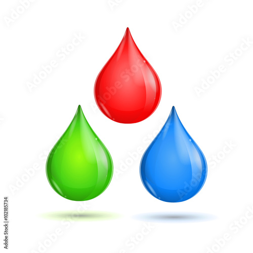 RGB Glossy Paint Drops. Vector