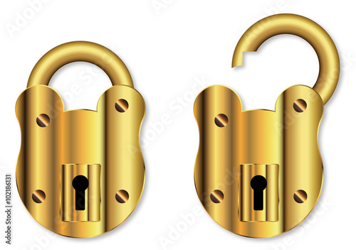 Isolated Brass Padlock