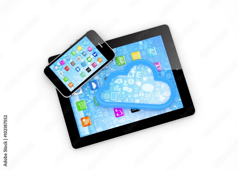 tablet pc, smart phone and cloud