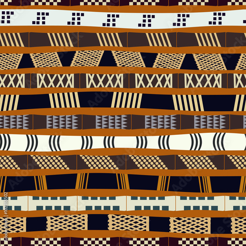 Tribal seamless pattern with colored stripes. Vector illustratio
