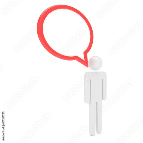 3d man with talk bubbles isolated over a white background