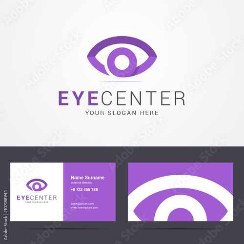 Logo and business card template with eye sign.