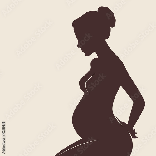 Silhouette of beautiful pregnant woman Vector illustration