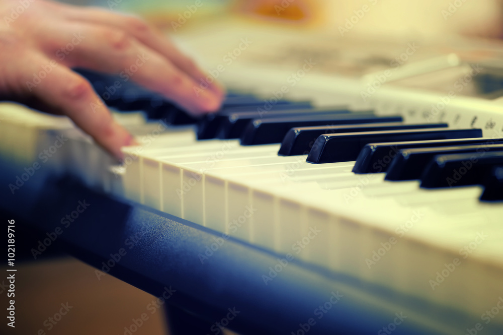 Fototapeta premium Piano with players hands