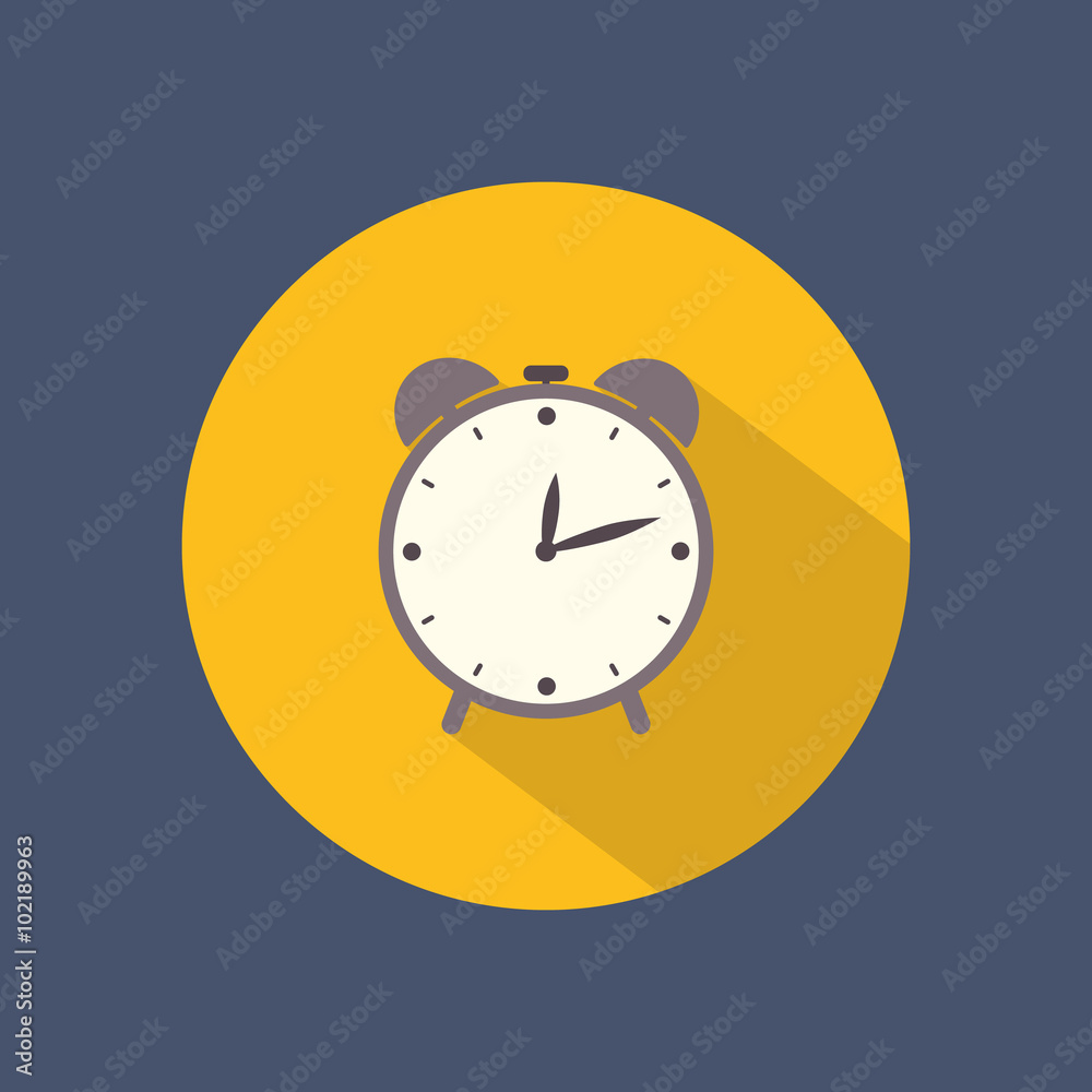 Alarm flat round icon on dark background. Retro style. Vector illustration. Alarm flat round icon on dark background. Retro style. Vector illustration.