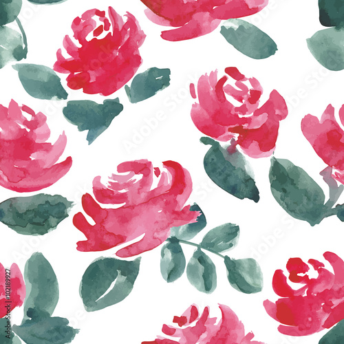 watercolor roses seamless pattern