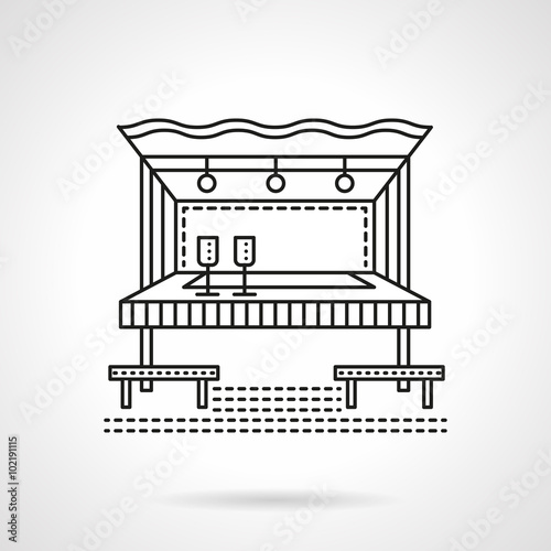 Beach bar flat line vector icon