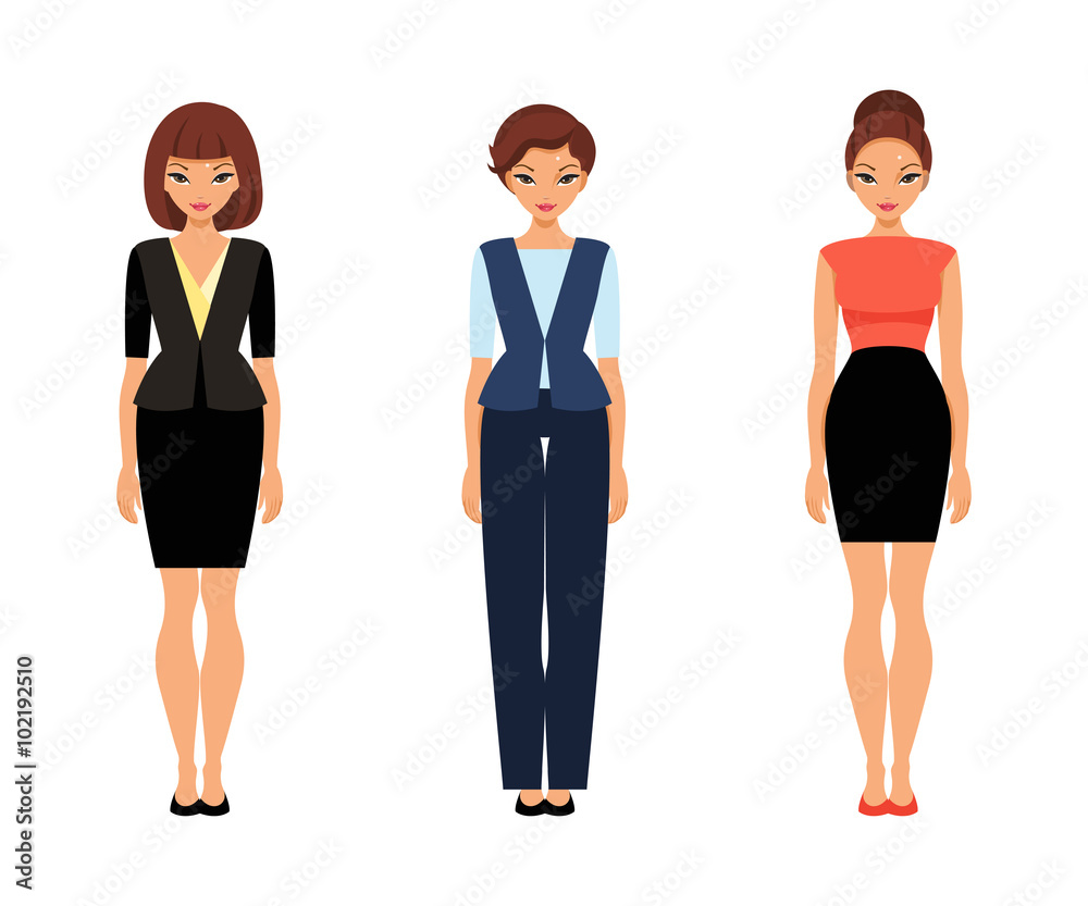 Three business women in office clothes Three business women in office clothes