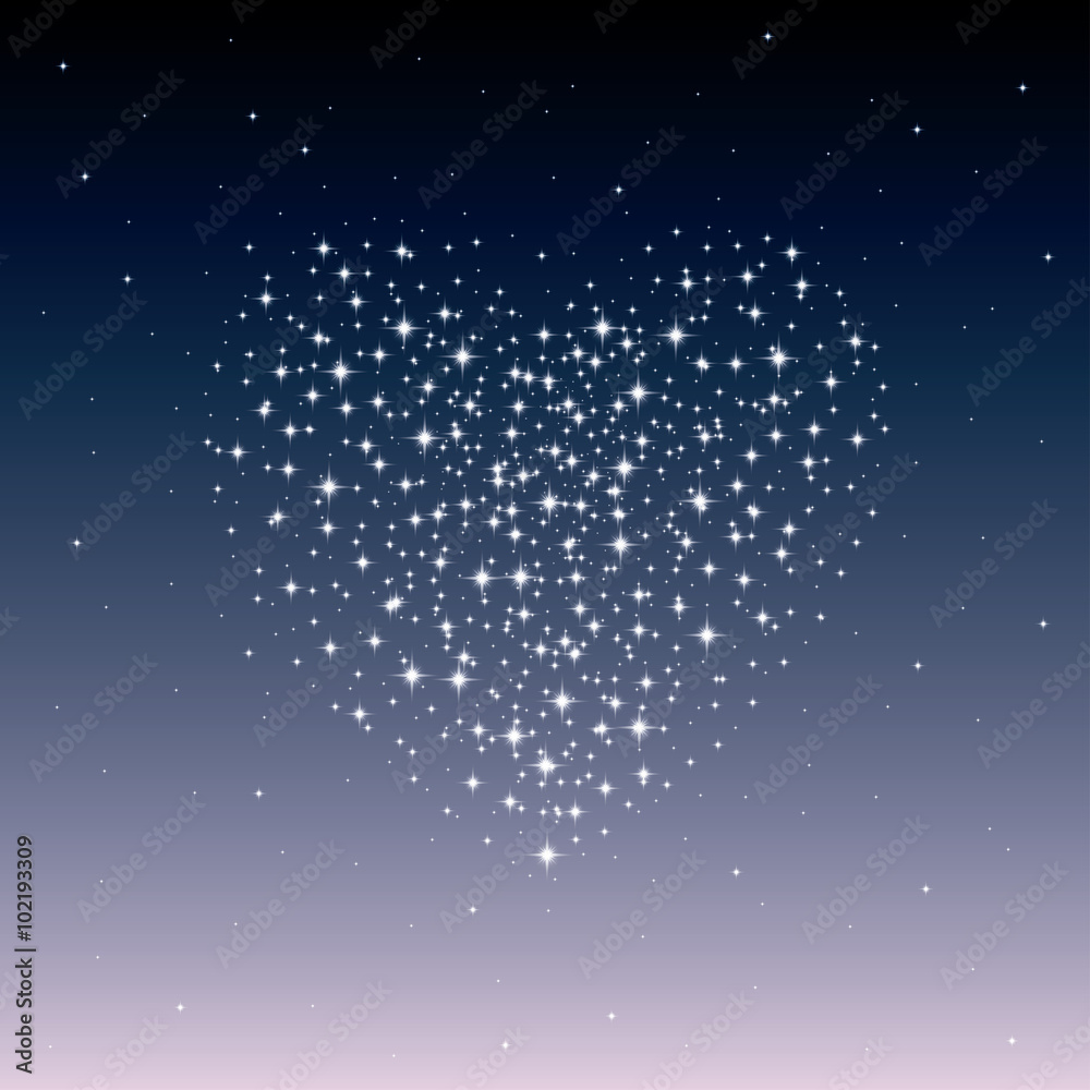 Fototapeta premium Starry heart as a galaxy. Valentine's day abstract background. Vector illustration 
