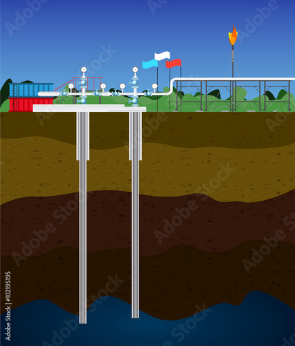 Extraction of natural gas / Image of the process gas extraction