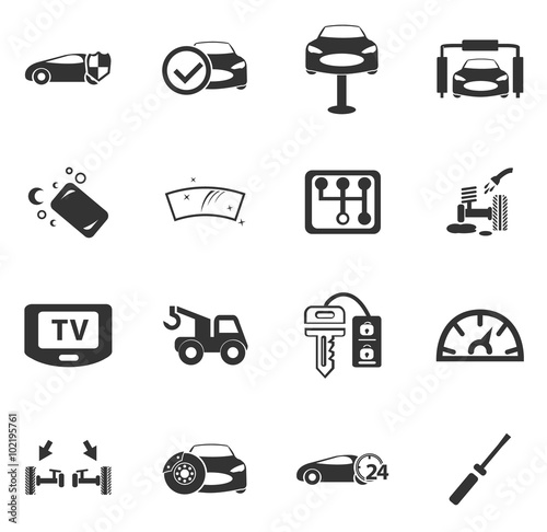 Car shop icons set