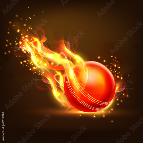 Glossy Ball for Cricket Sports concept.