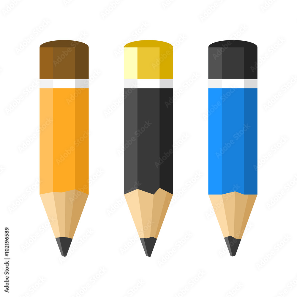 Flat Style Classic Pencils Set. Vector Flat Style Classic Pencils Set. Vector