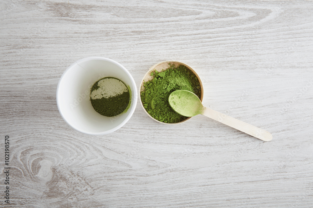 Matcha latte preparation step two Matcha latte preparation step two
