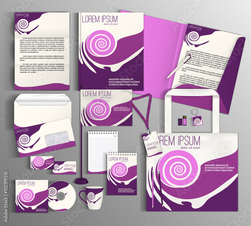 Corporate Identity set with violet pink pattern.