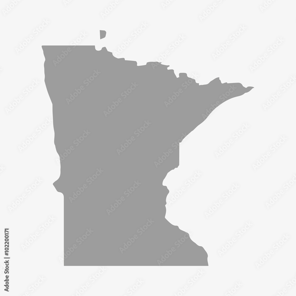Map the State of Minnesota in gray on a white background