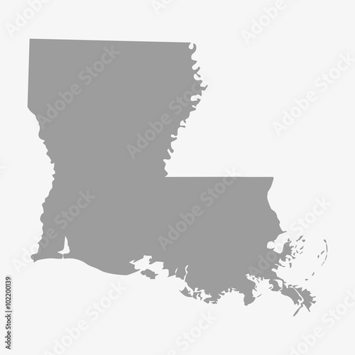 Map State of Louisiana in gray on a white background