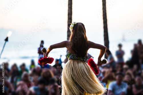 ハワイ,ワイキキビーチ,フラダンス photo