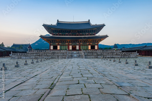 Korea,Gyeongbokgung palace at night in Seoul, South Korea