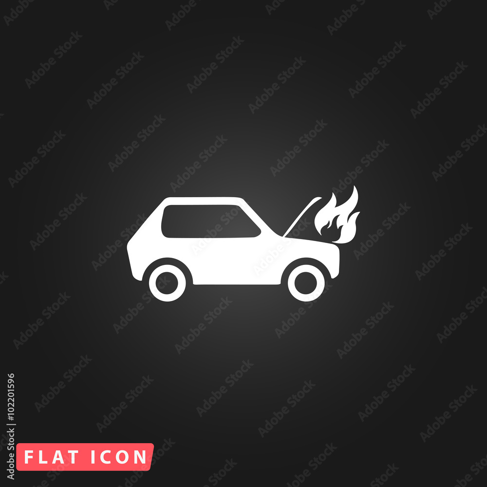Fototapeta premium car fired flat icon