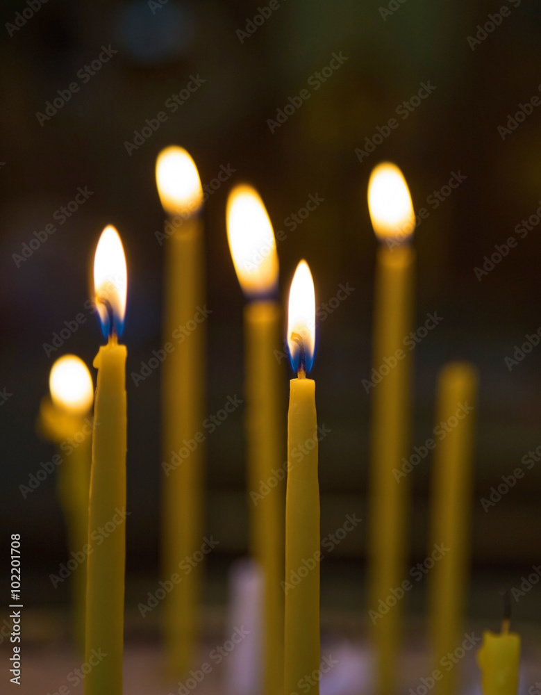Lighted candles in church Lighted candles in church