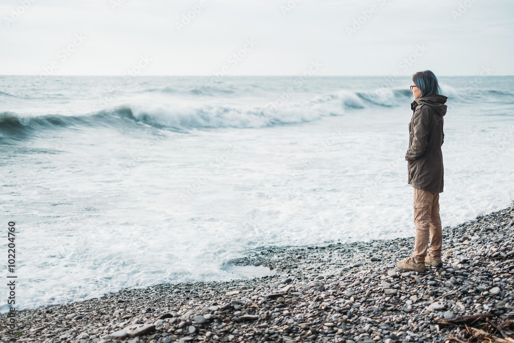 Enjoying sea in windy weather