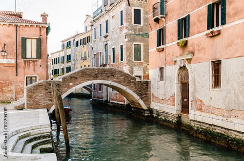 view of a Venetian canal, the old district of Venice without tou © Nicodape