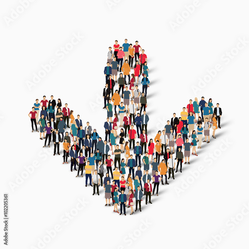 crowd people  shape  arrow direction