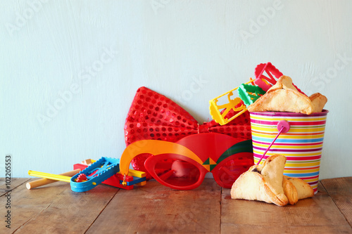 Purim celebration concept (jewish carnival holiday). selective focus 