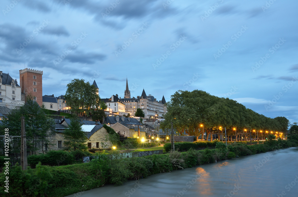 The French city Pau at sunset