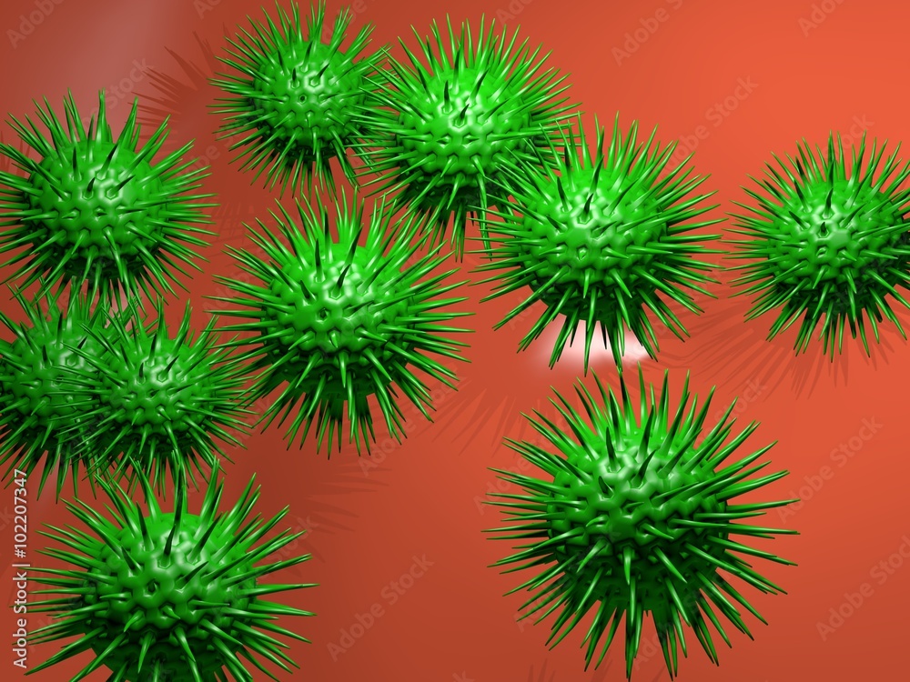 Microbiology concept. 3D illustration of viruses. Microbiology concept. 3D illustration of viruses.