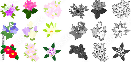 Cute icons of various flowers photo
