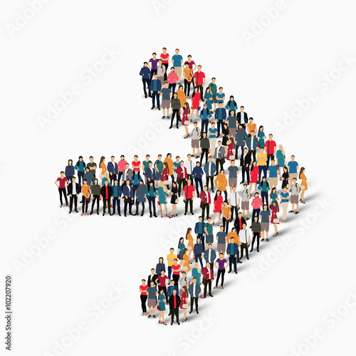crowd people  shape  arrow direction