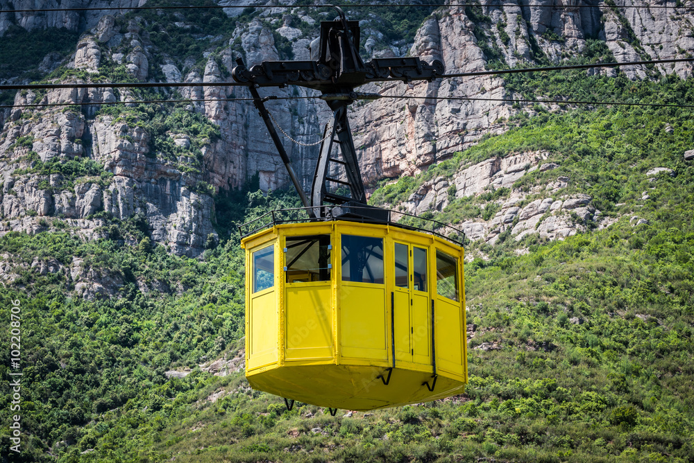 cable car to Santa Maria de Montserrat Abbey in Montserrat mount