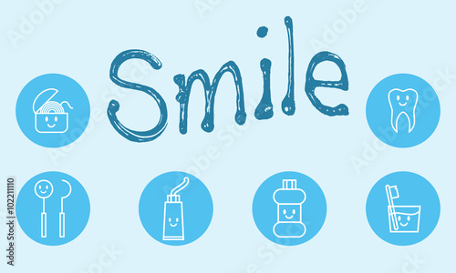 Dental smile icons. Vector illustration, easy editable.