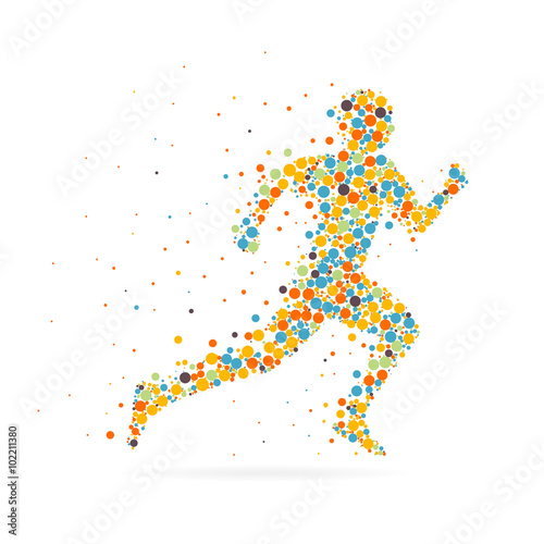 Abstract Creative concept vector image of running man for Web and Mobile Applications isolated on background, art illustration template design, business infographic and social media, icon, symbol.