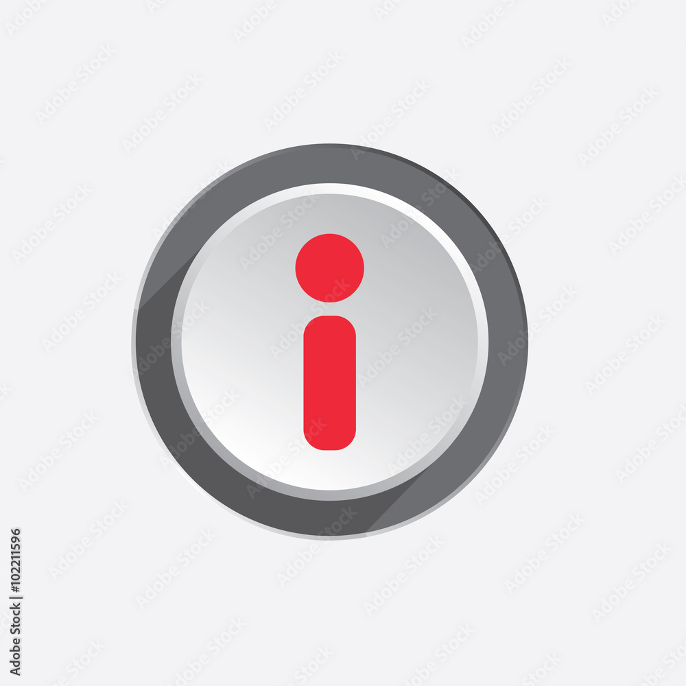 Info icon. Information symbol. Red sign on round three-dimensional white-gray button. Vector Info icon. Information symbol. Red sign on round three-dimensional white-gray button. Vector