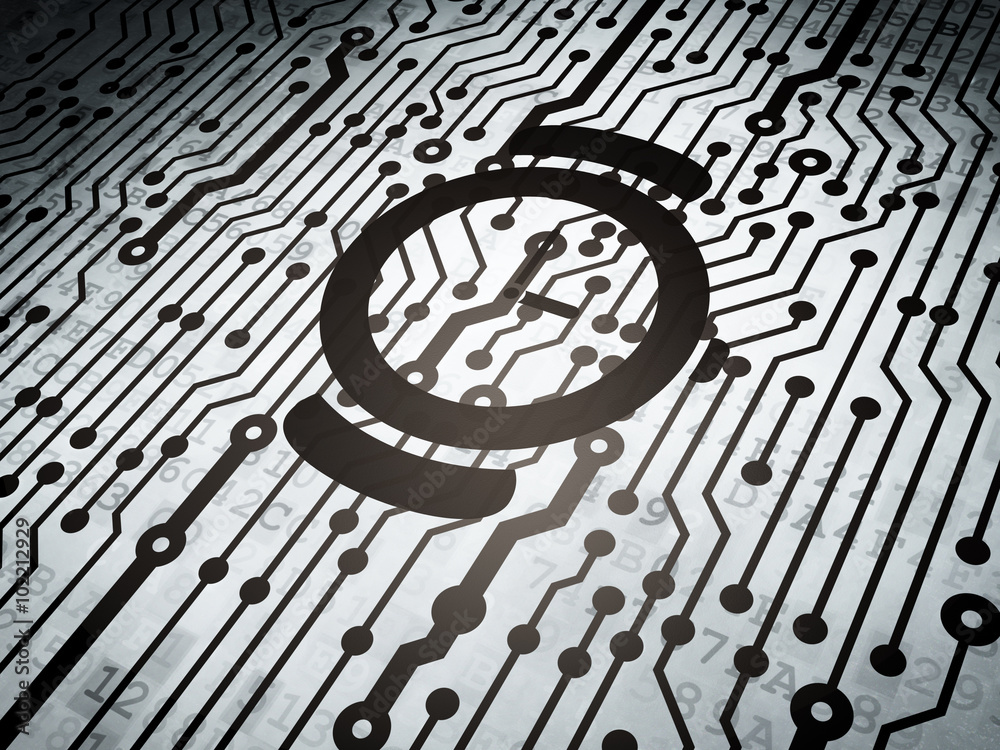 Time concept: circuit board with Hand Watch Time concept: circuit board with Hand Watch
