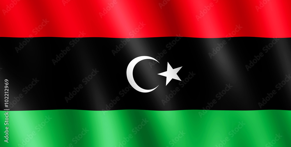 Flag of Libya waving in the wind Flag of Libya waving in the wind