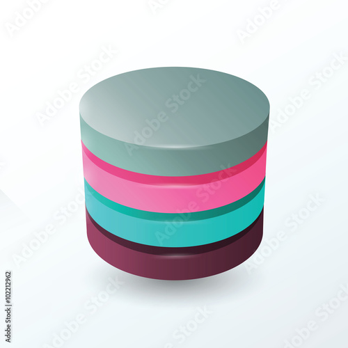 Circles 4 layer  Gray, purple, pink, green.