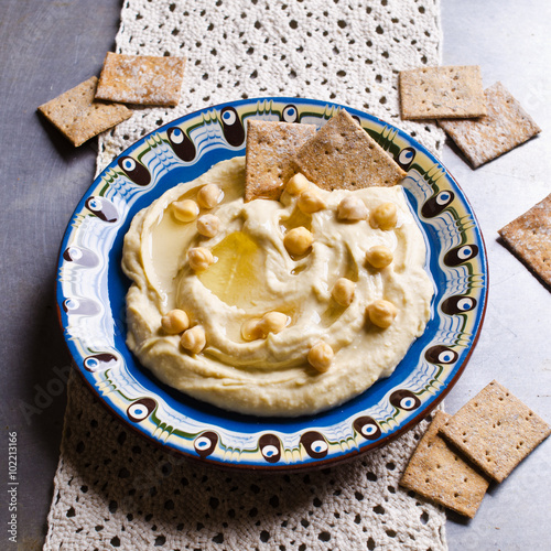 Traditional hummus with chickpeas