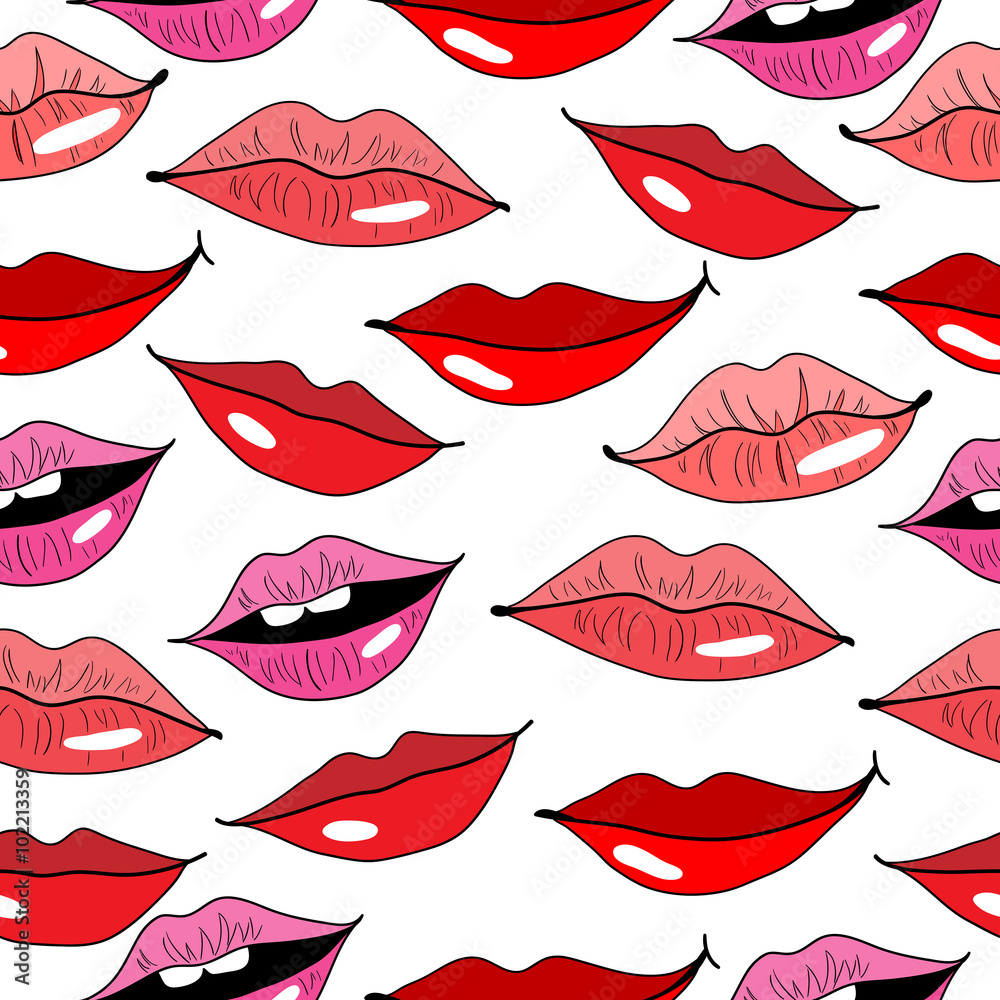 Seamless pattern with lips on white background Seamless pattern with lips on white background