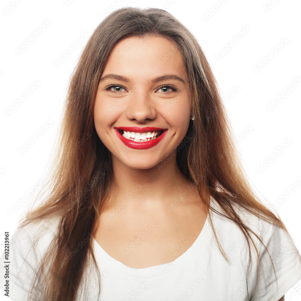 Portrait of happy smiling young beautiful woman Portrait of happy smiling young beautiful woman